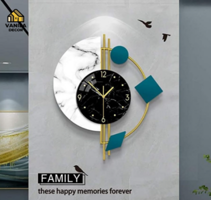 Mẫu đồng hồ treo tường sang trọng hiện đại phủ kính