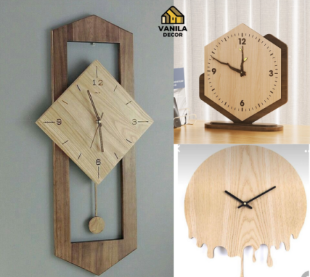 đồng hồ treo tường trang trí phòng ngủ gỗ trạm khắc