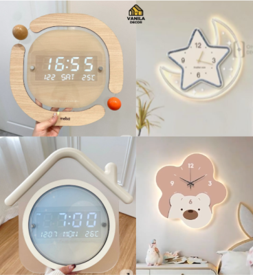 Đồng hồ treo tường trang trí phòng ngủ có LED hiện hại